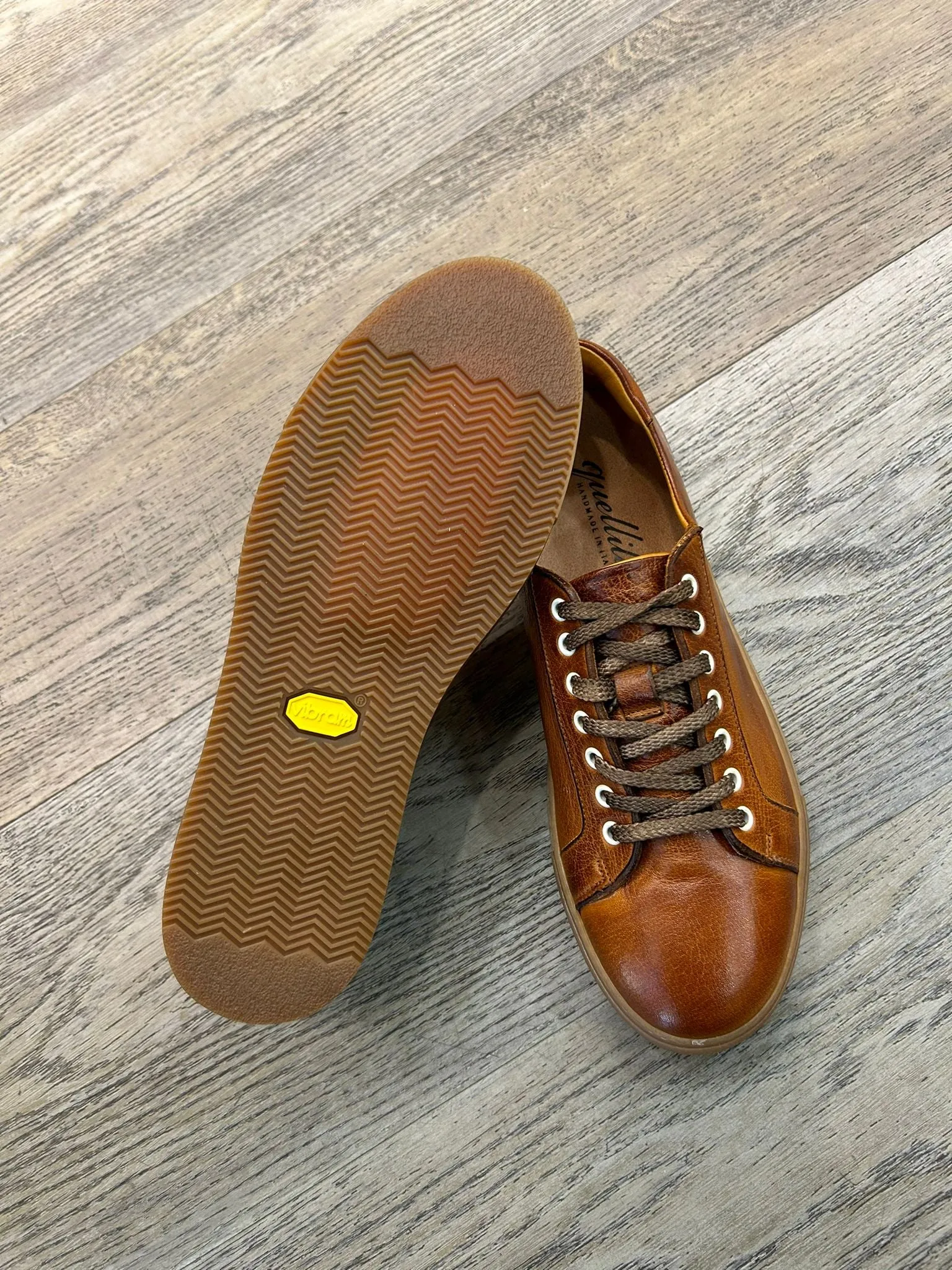 Sneakers Vibram in pelle cuoio