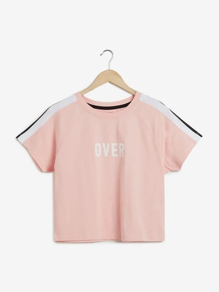 Studiofit Peach Raglan Sleeved T-Shirt