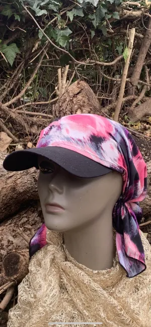 Sun Visor Head Scarf | Pink Black Grey White Lycra Lightweight Scarf For Women | Proudly Made in the USA By Uptown Girl Headwear