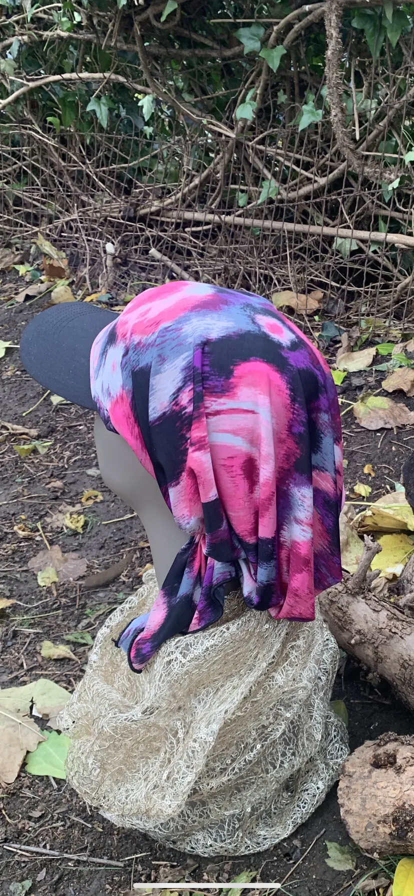 Sun Visor Head Scarf | Pink Black Grey White Lycra Lightweight Scarf For Women | Proudly Made in the USA By Uptown Girl Headwear