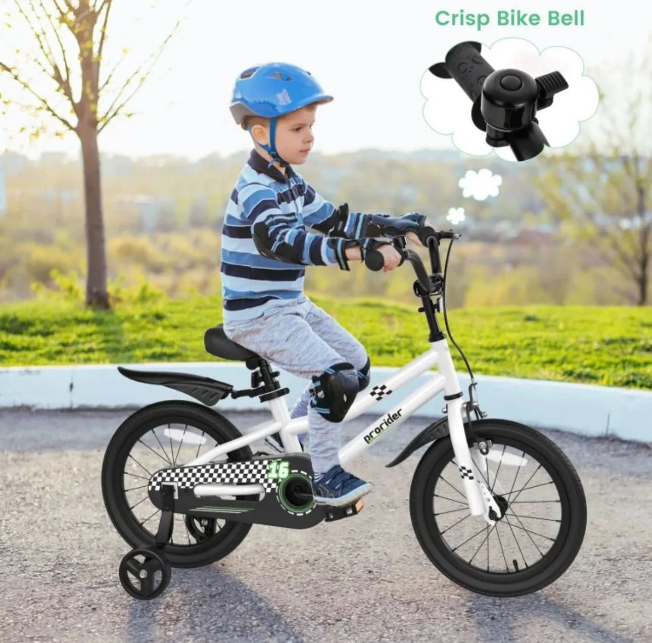 Super Cool Safe 16” Inch Kids Bicycle With Removable Training Wheels Ages 4-7 | Comes 95% Assembled | Bell | Seat Cover | Basket | Enclosed Chain