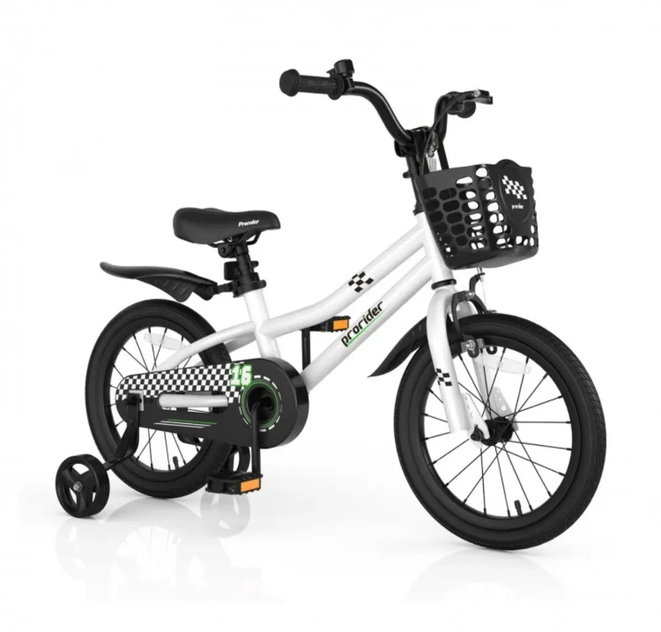 Super Cool Safe 16” Inch Kids Bicycle With Removable Training Wheels Ages 4-7 | Comes 95% Assembled | Bell | Seat Cover | Basket | Enclosed Chain