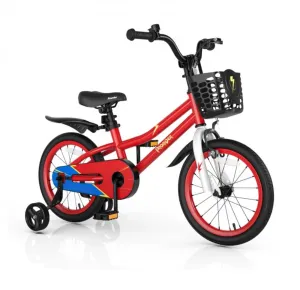 Super Cool Safe 16” Inch Kids Bicycle With Removable Training Wheels Ages 4-7 | Comes 95% Assembled | Bell | Seat Cover | Basket | Enclosed Chain