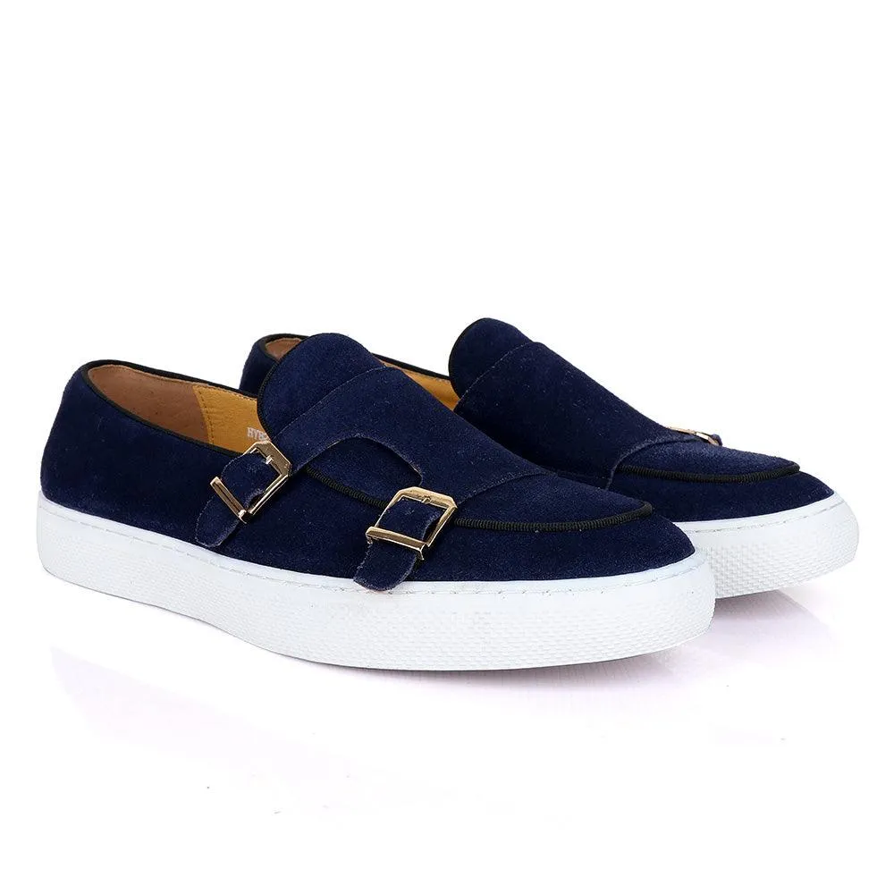 Terry Taylors Monk Double Strap Blue Suede Sneaker Shoe