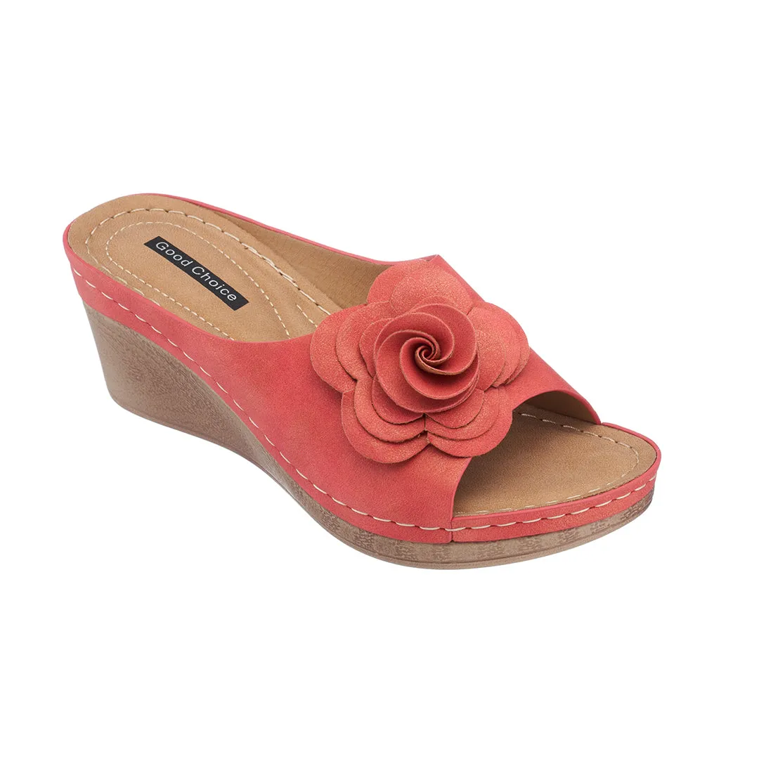 Tokyo Coral Wedge Sandals