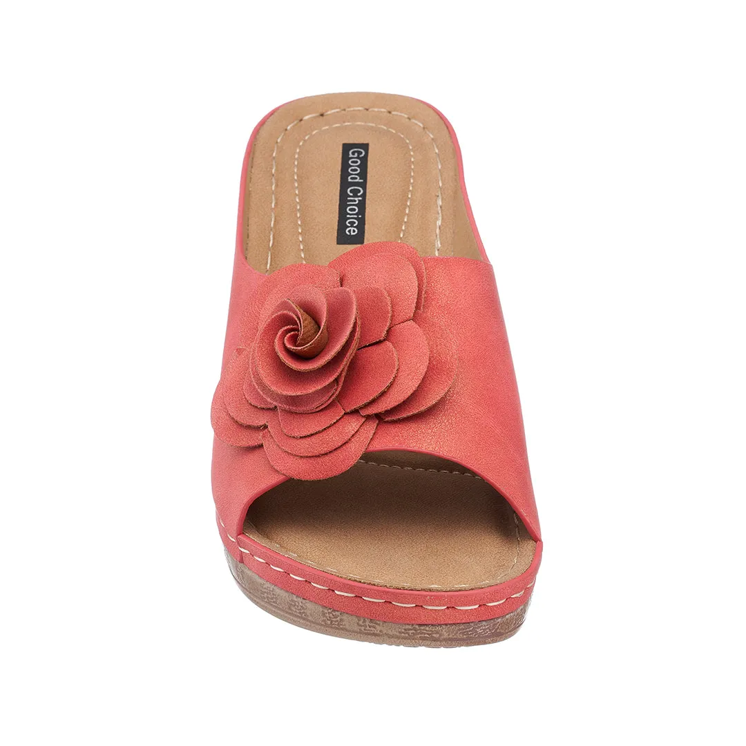 Tokyo Coral Wedge Sandals