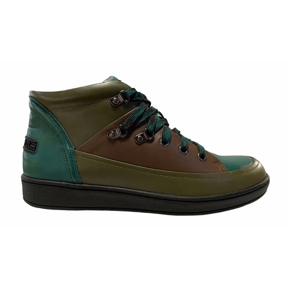 Travel Fox Men's Khaki Multi Green Leather Mid Top Sneakers 916103-181