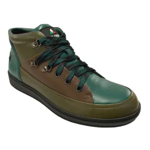 Travel Fox Men's Khaki Multi Green Leather Mid Top Sneakers 916103-181