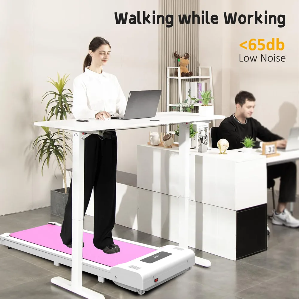 Undertable treadmill, walking mat, portable jogger with remote LED display (265 pounds) - pink