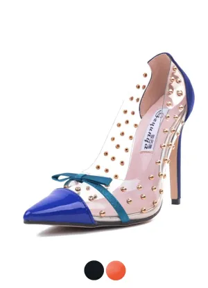 USS Shoes Maya Women's Rivet Studded Transparent Pumps Shoes