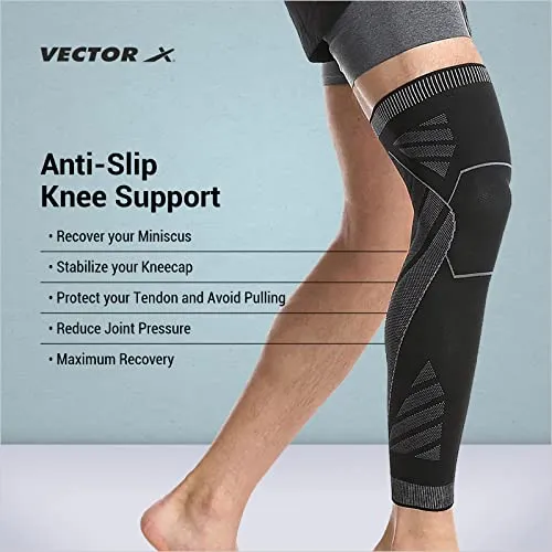 Vector X Long Knee Sleeve with Anti Slip (Small), Multicolor (L)