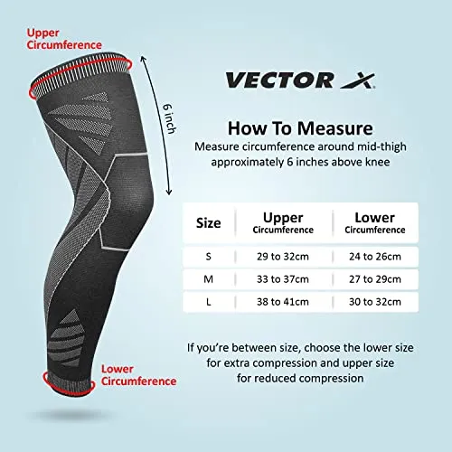 Vector X Long Knee Sleeve with Anti Slip (Small), Multicolor (L)