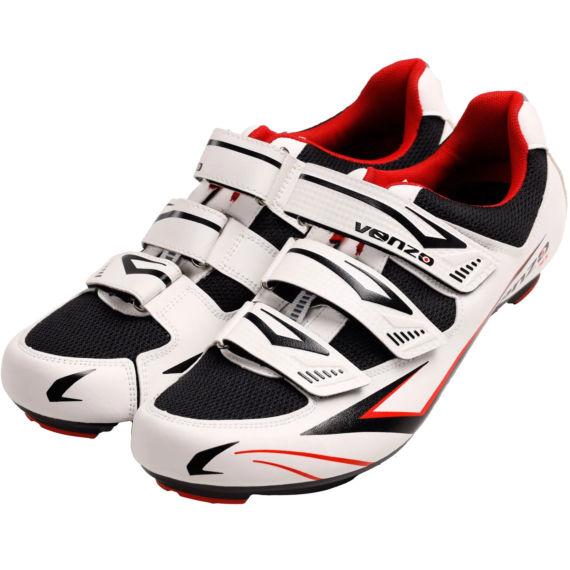 Venzo Bicycle Men’s Road Cycling Riding Shoes - With Bike Clipless Sealed Bearing LOOK Delta Compatible Pedals & 9 Degree Float Cleats - Size 42