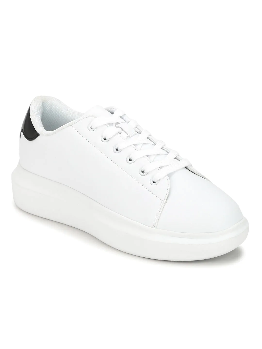 White Black Lace-Up Men Sneakers