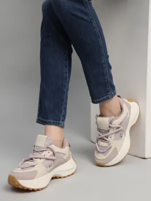 White Lilac Mesh Stylish Lace-Up Sneakers (TC-RS3617-WHTLIL)