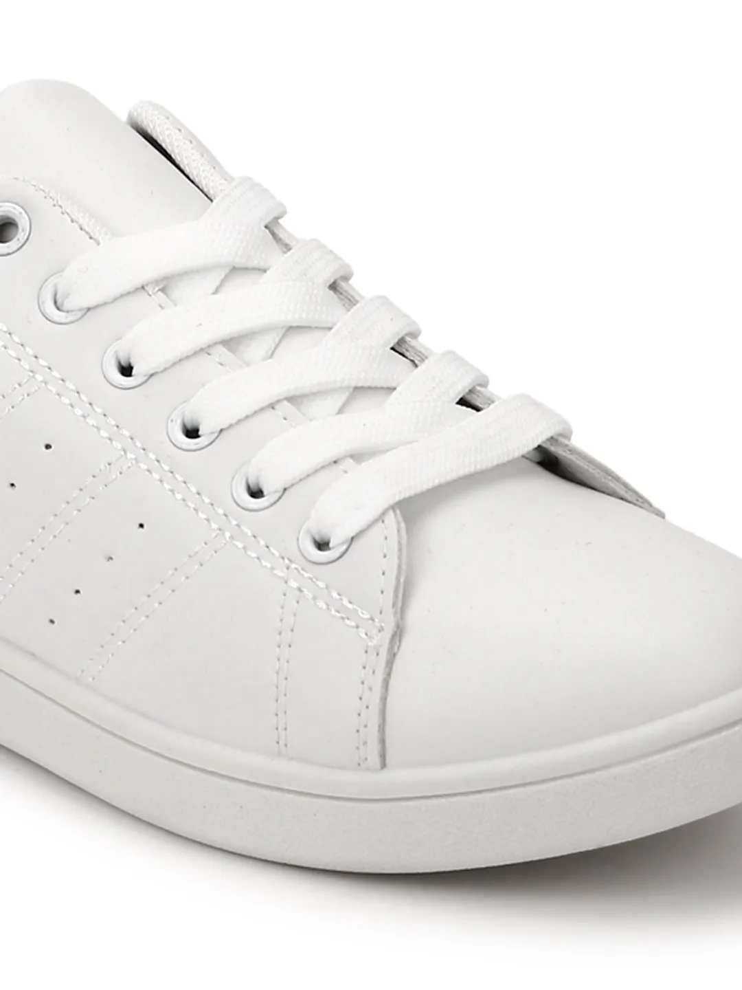 White PU Love it Lace-Up Sneakers