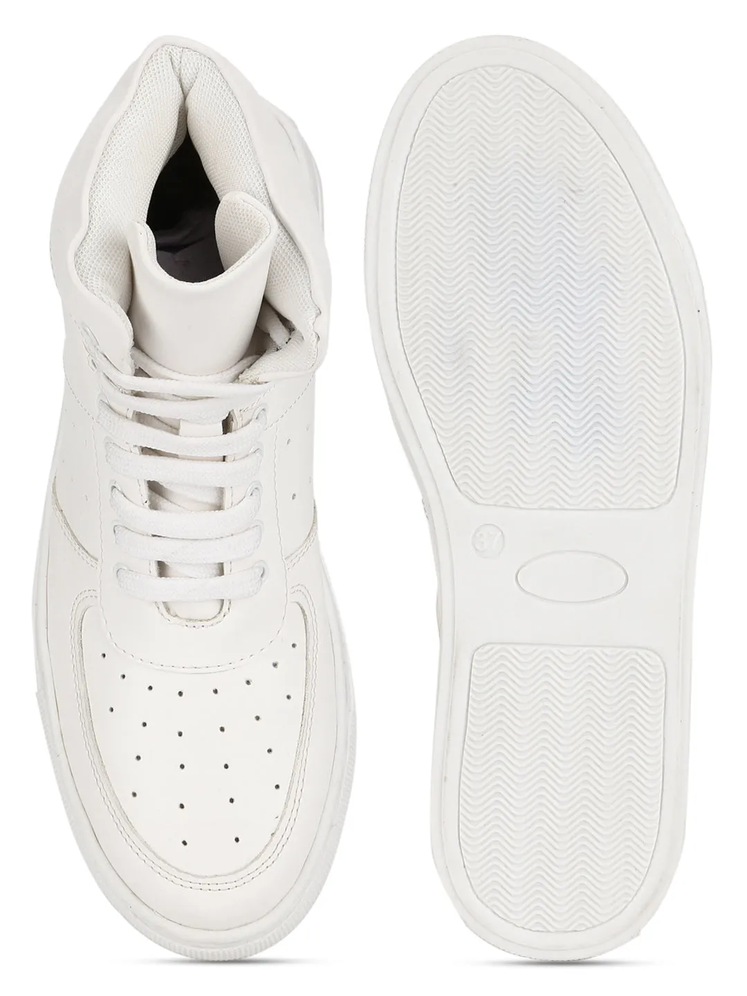 White PU Perforrated Ankle Length Sneakers (TC-ST-1023-WHTPU)