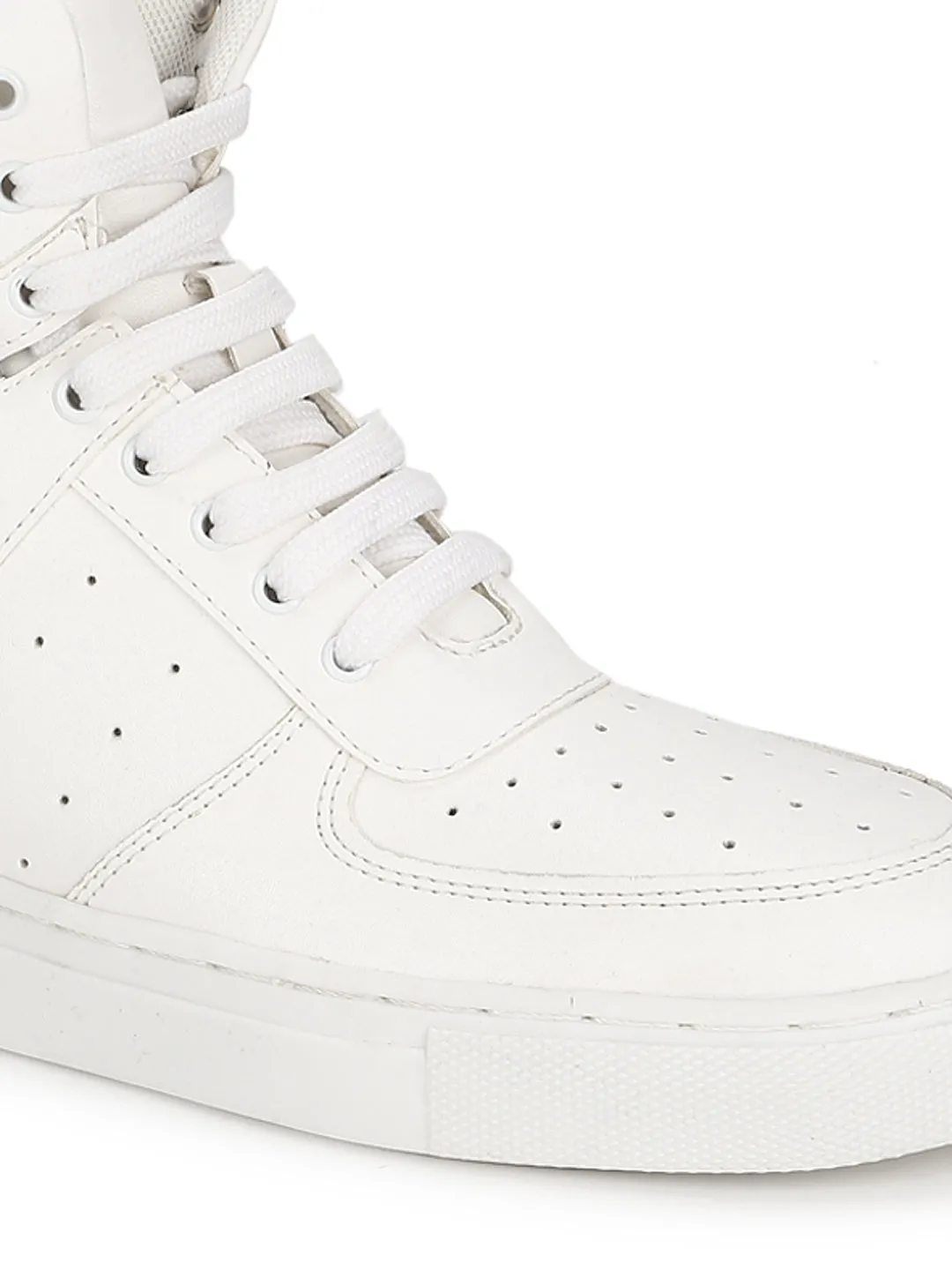 White PU Perforrated Ankle Length Sneakers (TC-ST-1023-WHTPU)