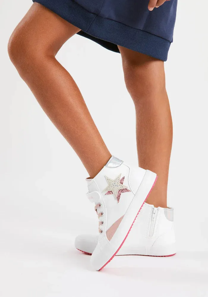 White star high top sneaker with star