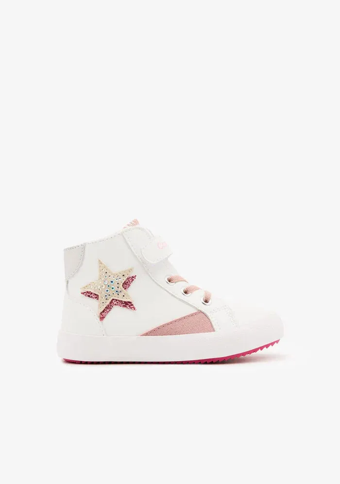 White star high top sneaker with star