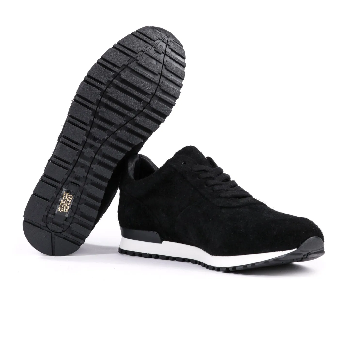 WINGS   HORNS WAXED SUEDE TRAINER BLACK