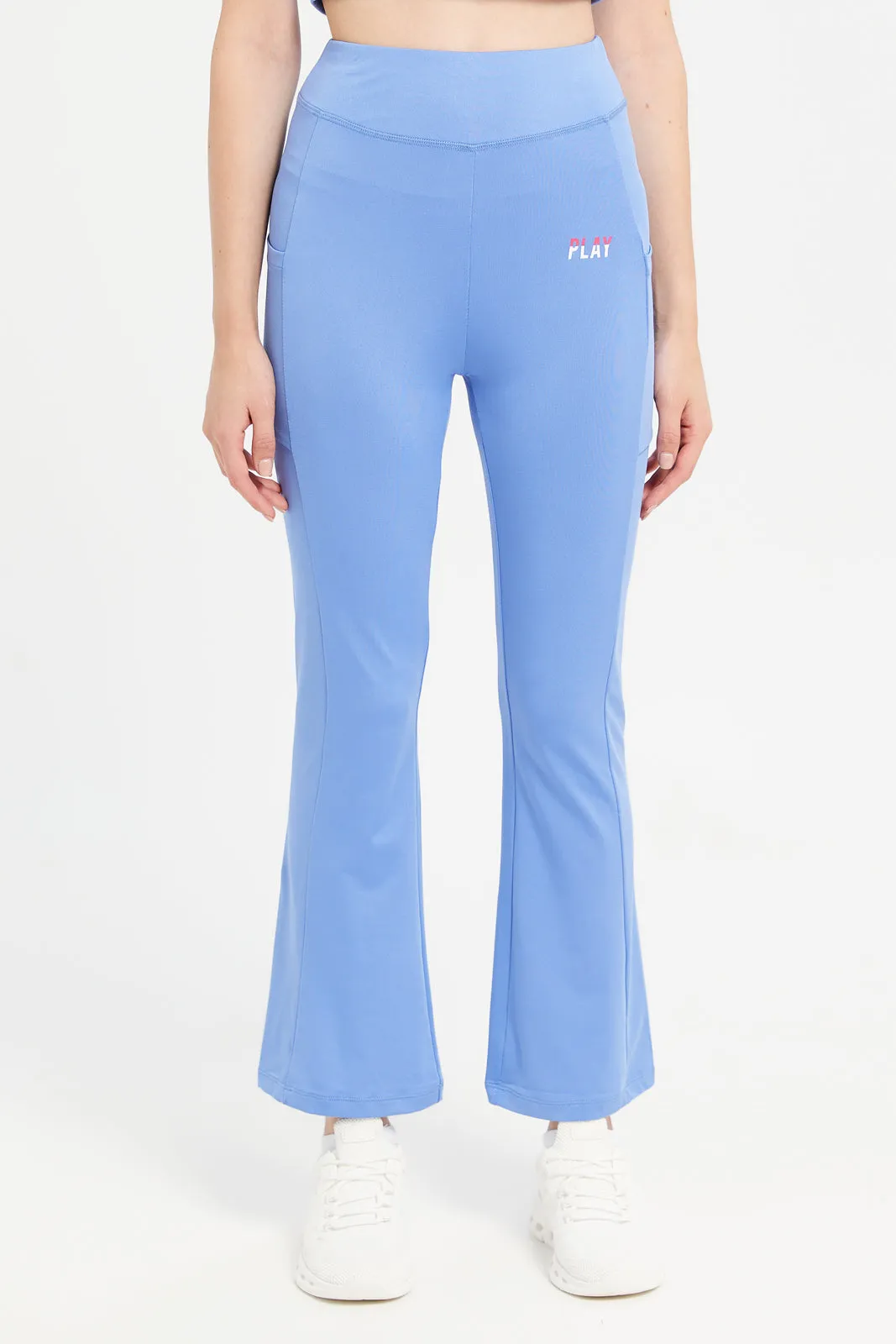 Women Blue Straight Leg Performance Pants