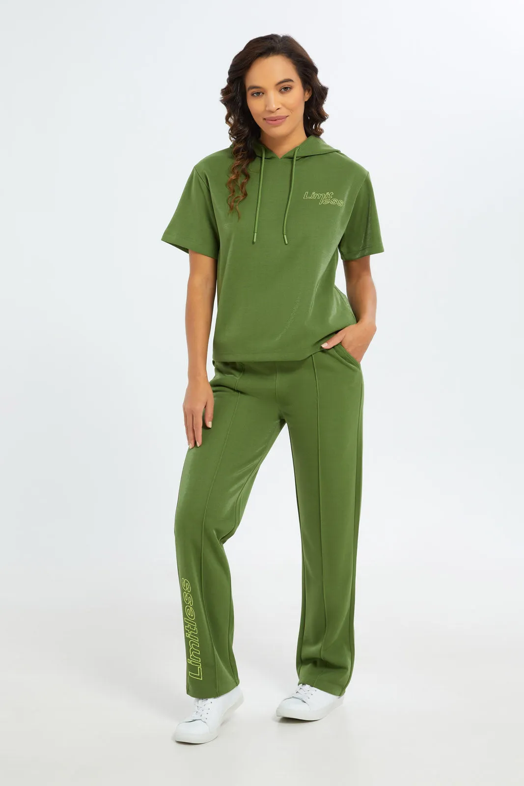 Women Green Straight Leg Active Pant