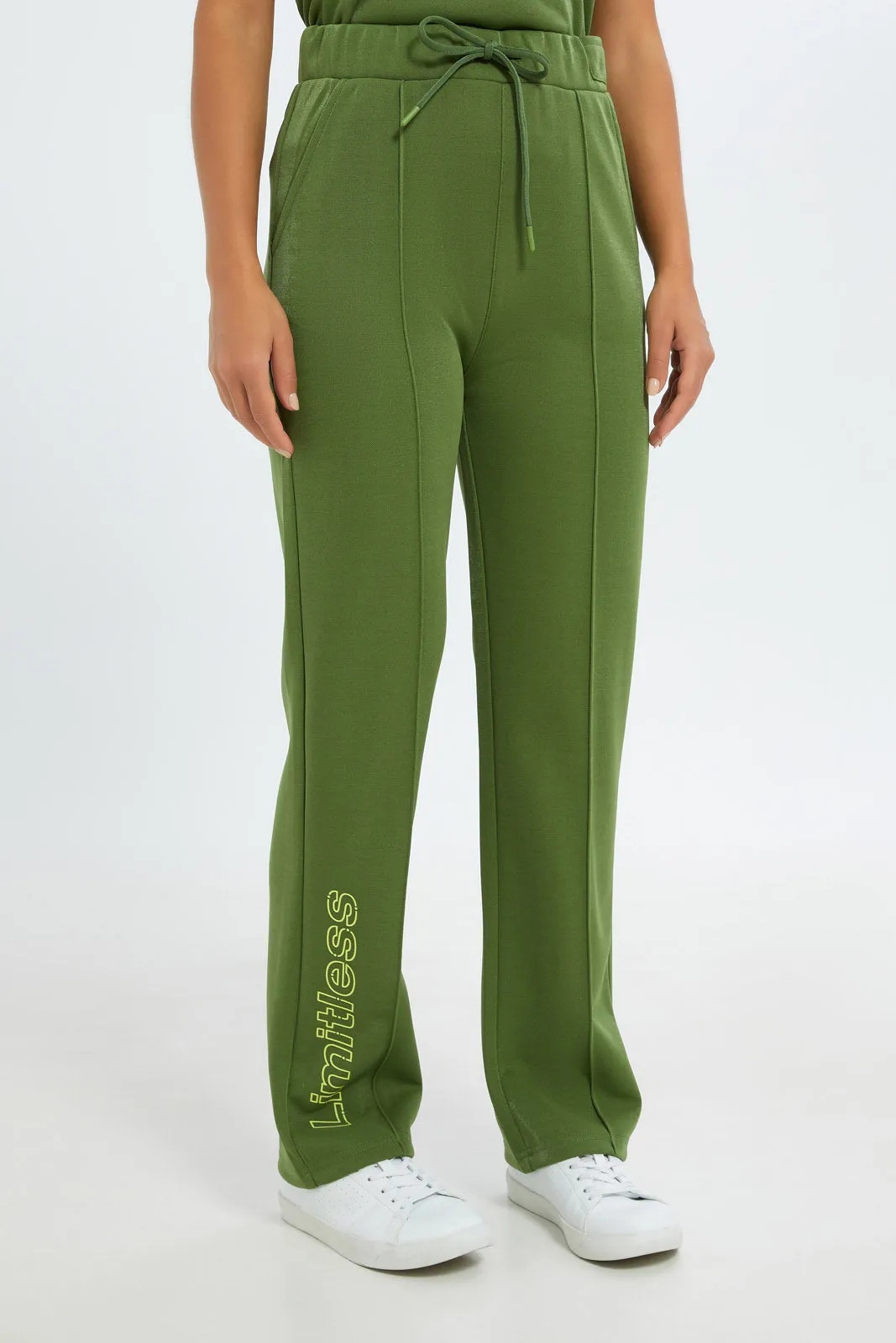 Women Green Straight Leg Active Pant