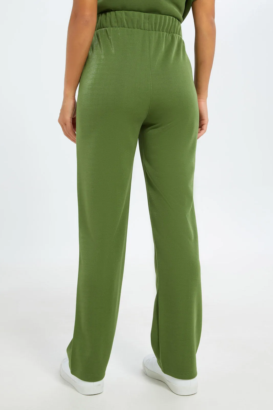 Women Green Straight Leg Active Pant