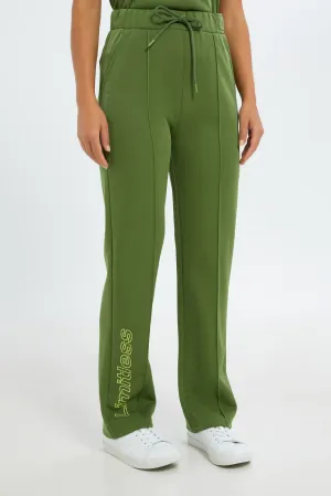 Women Green Straight Leg Active Pant