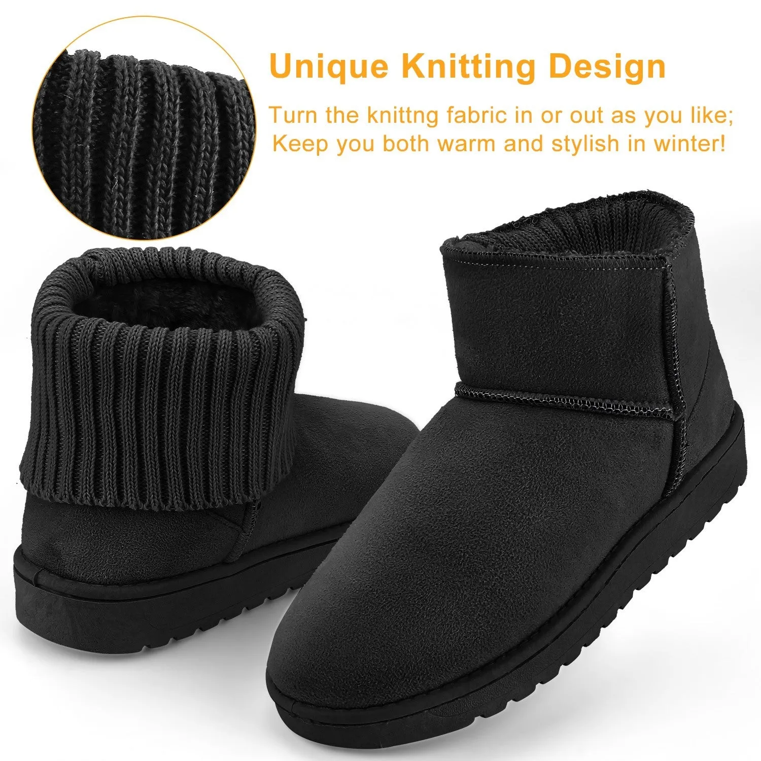 Women Lady Snow Boots Suede Mid-Calf Boot Shoe Short Plush Warm Lining Shoes