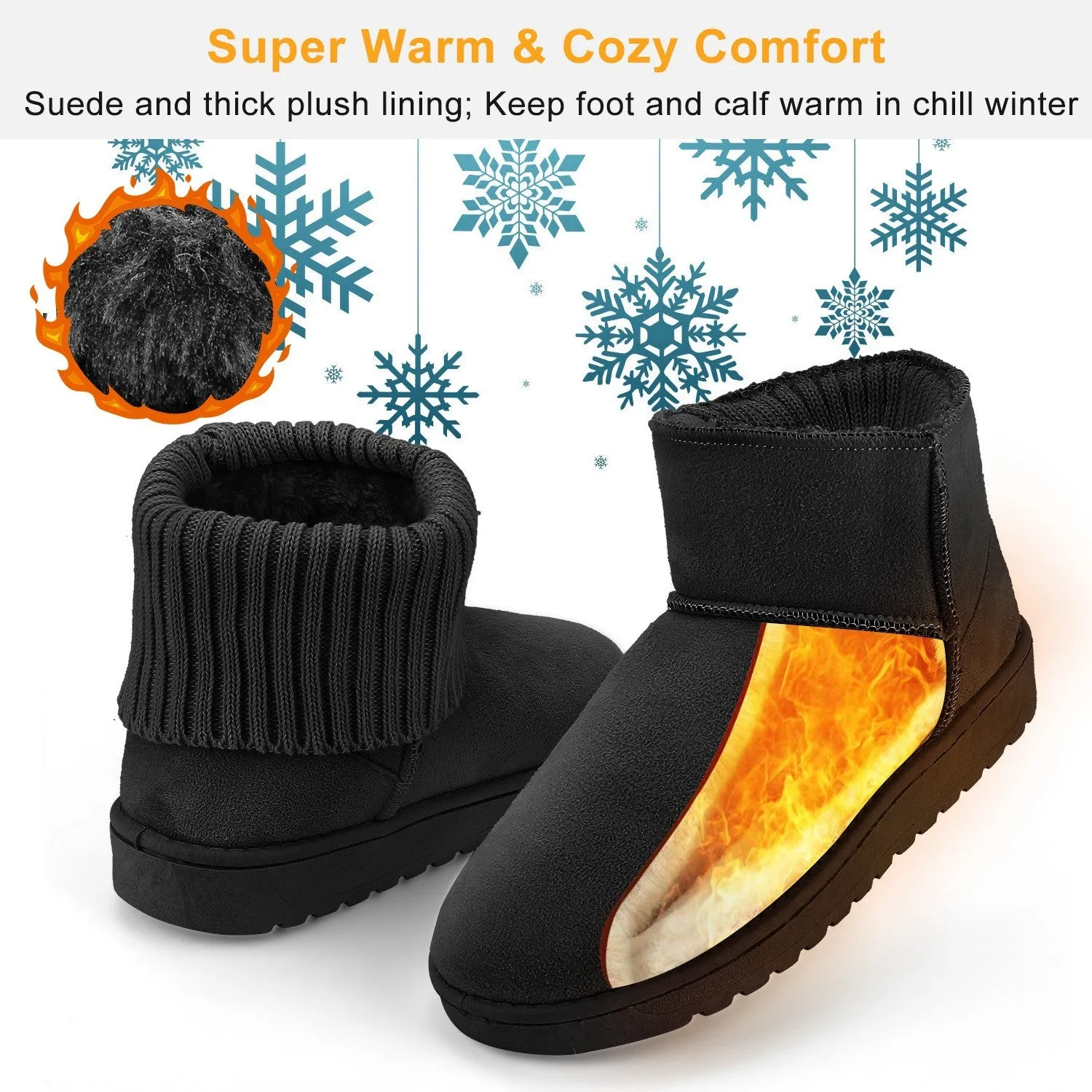 Women Lady Snow Boots Suede Mid-Calf Boot Shoe Short Plush Warm Lining Shoes