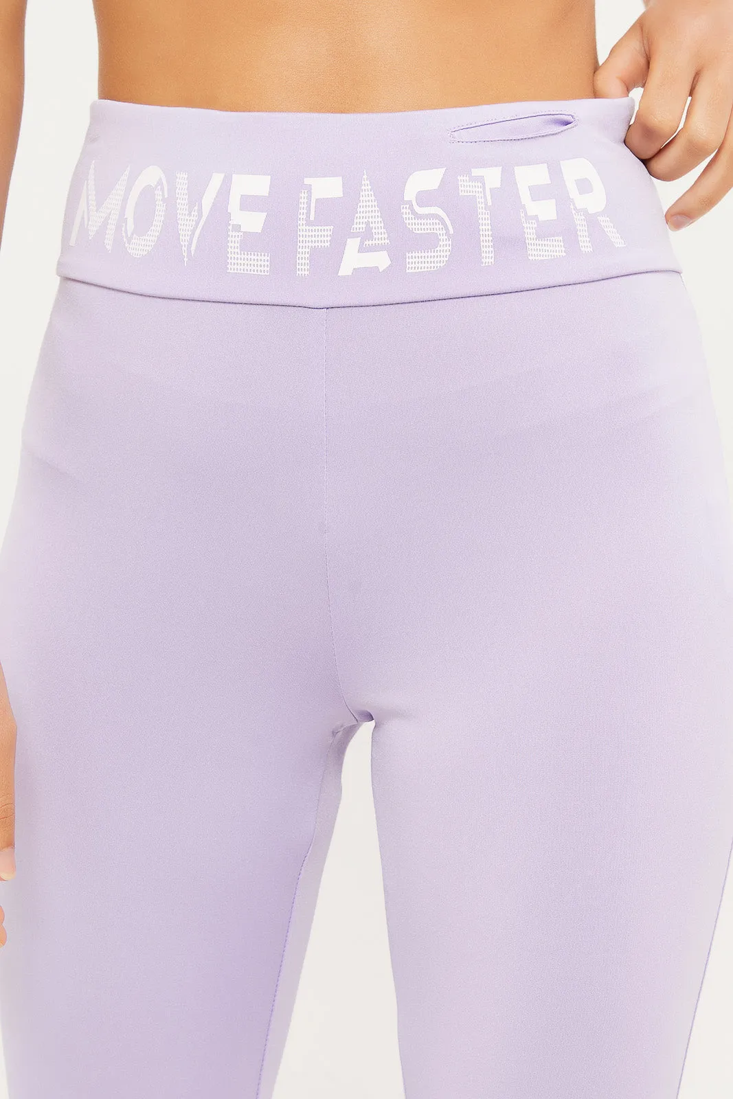 Women Lilac Placement Print Active Pant