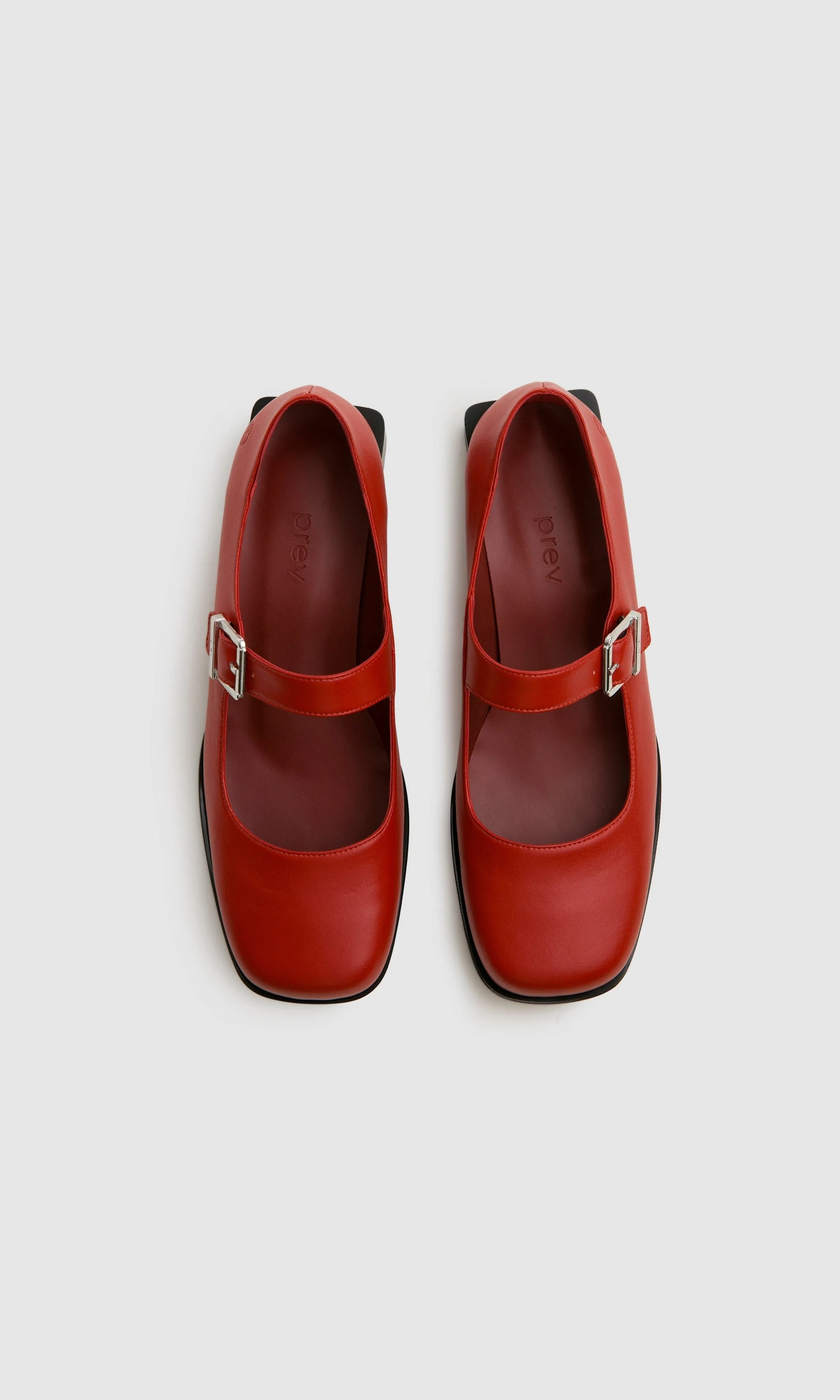 Women's Apple Leather Vegan Mary Jane Pumps | Cherry Red