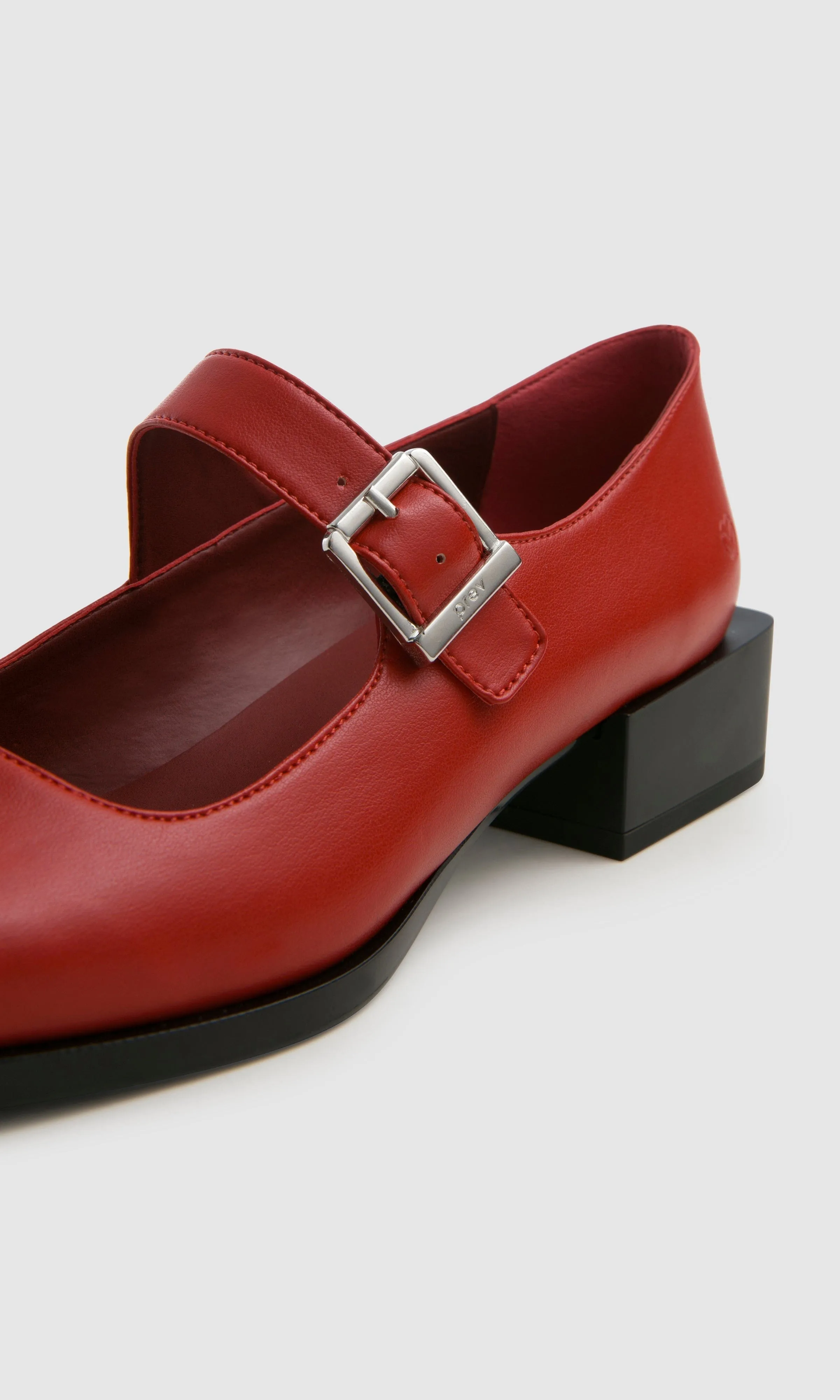 Women's Apple Leather Vegan Mary Jane Pumps | Cherry Red