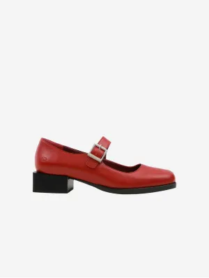 Women's Apple Leather Vegan Mary Jane Pumps | Cherry Red