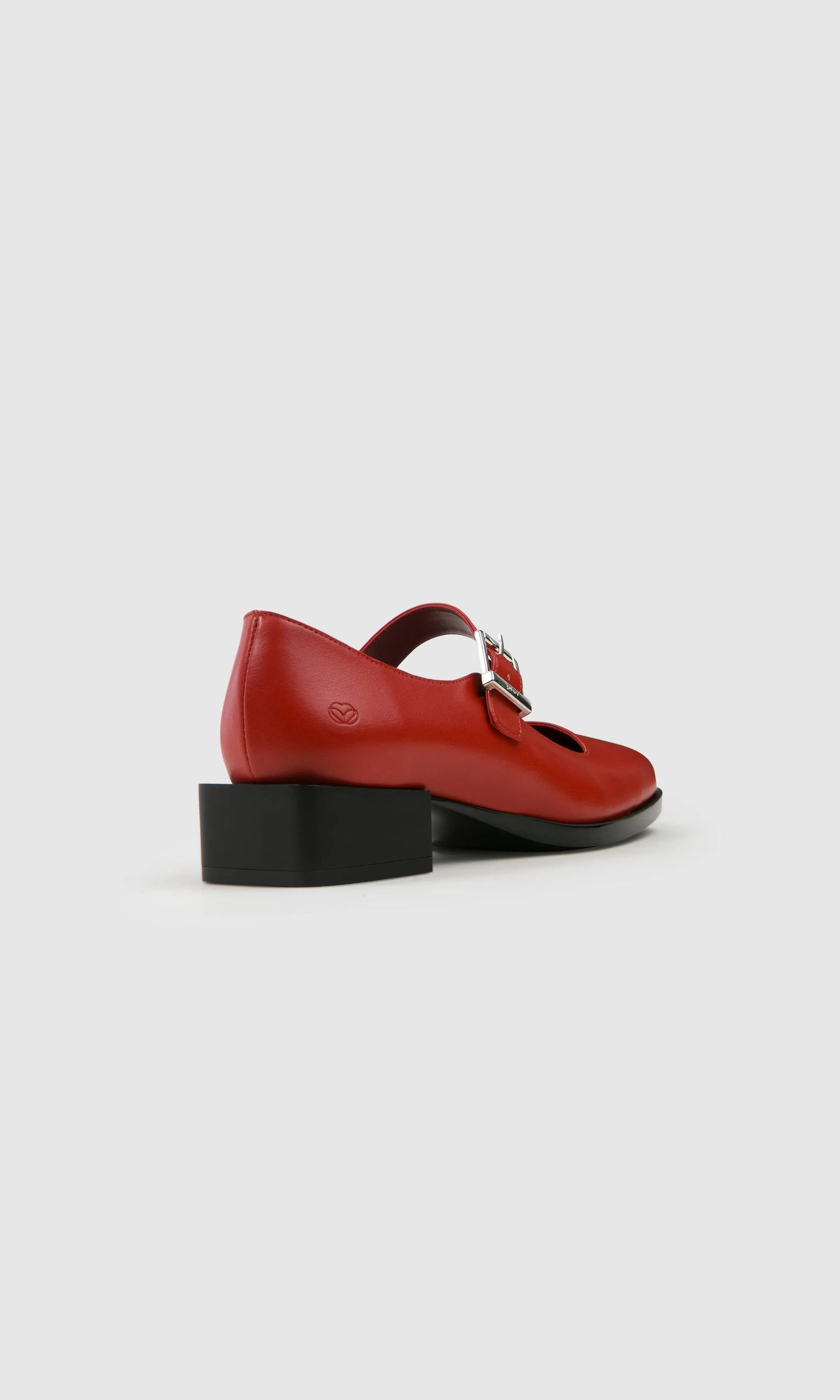 Women's Apple Leather Vegan Mary Jane Pumps | Cherry Red