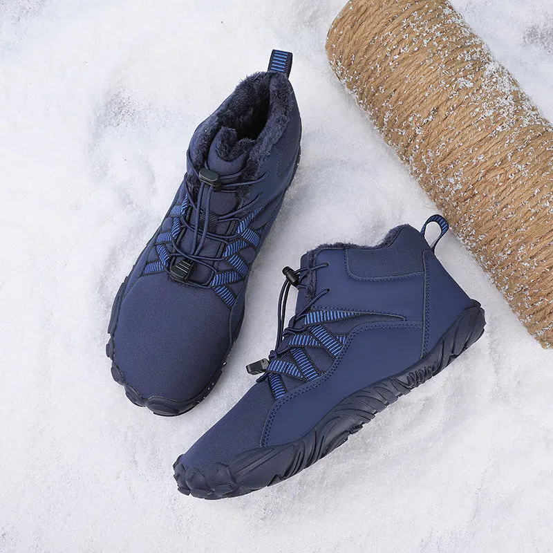 Women's Barefoot shoes Five-finger Outdoor Sports Cotton shoes Unisex Velvet Warm Snow Boots Wear-resistant Anti-ski Ground Boots Thickened Winter shoes