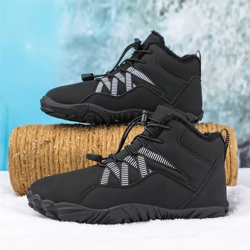 Women's Barefoot shoes Five-finger Outdoor Sports Cotton shoes Unisex Velvet Warm Snow Boots Wear-resistant Anti-ski Ground Boots Thickened Winter shoes