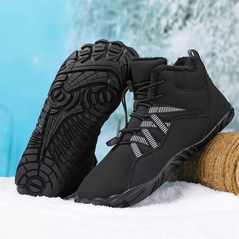 Women's Barefoot shoes Five-finger Outdoor Sports Cotton shoes Unisex Velvet Warm Snow Boots Wear-resistant Anti-ski Ground Boots Thickened Winter shoes