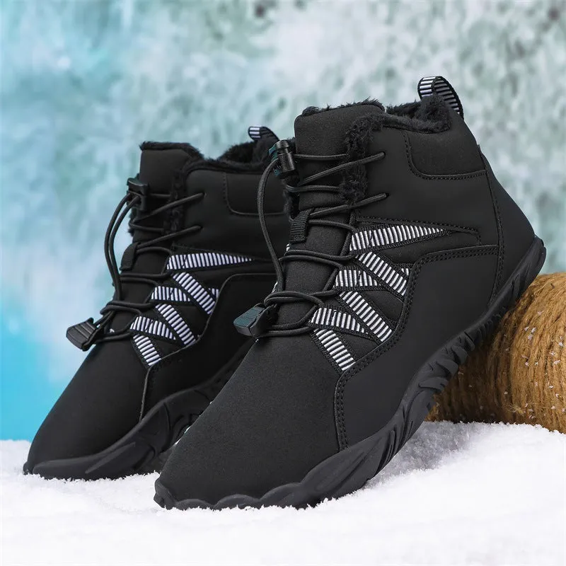 Women's Barefoot shoes Five-finger Outdoor Sports Cotton shoes Unisex Velvet Warm Snow Boots Wear-resistant Anti-ski Ground Boots Thickened Winter shoes