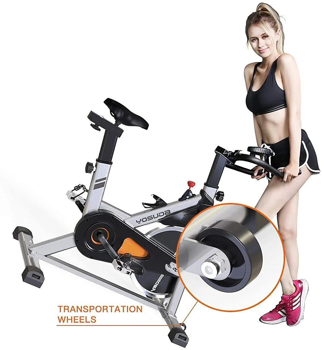 YOSUDA Indoor Cycling Bike Stationary - Cycle Bike with Ipad Mount ＆Comfortable Seat Cushion (Gray)